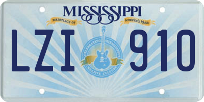 MS license plate LZI910