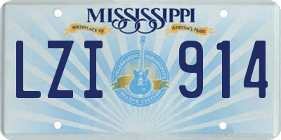 MS license plate LZI914
