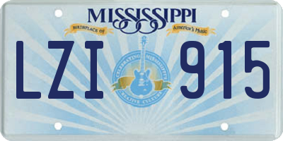 MS license plate LZI915