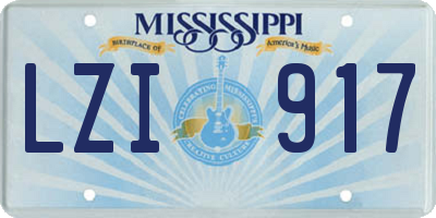 MS license plate LZI917