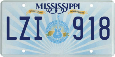 MS license plate LZI918