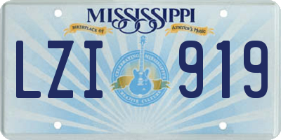 MS license plate LZI919