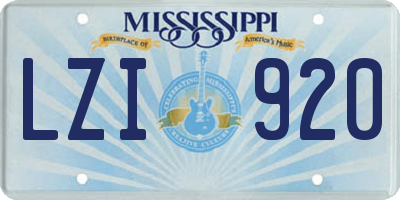 MS license plate LZI920