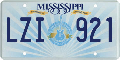 MS license plate LZI921