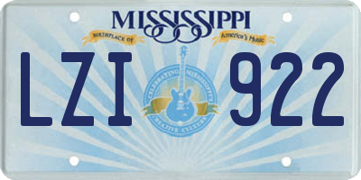 MS license plate LZI922