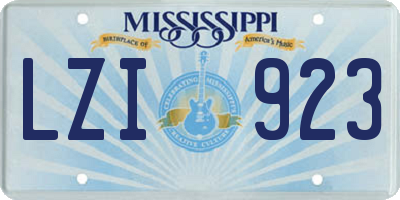MS license plate LZI923
