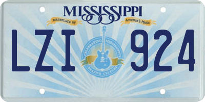 MS license plate LZI924