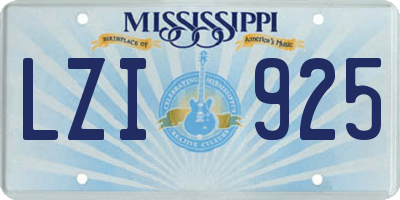 MS license plate LZI925