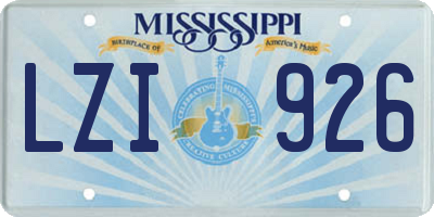 MS license plate LZI926