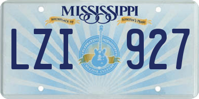 MS license plate LZI927