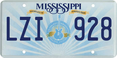 MS license plate LZI928
