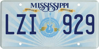 MS license plate LZI929