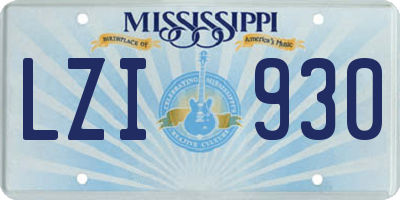 MS license plate LZI930