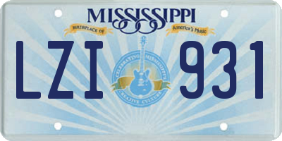 MS license plate LZI931