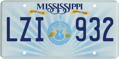 MS license plate LZI932