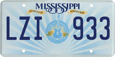 MS license plate LZI933
