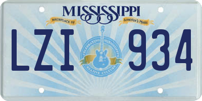 MS license plate LZI934