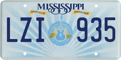 MS license plate LZI935