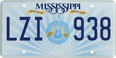 MS license plate LZI938