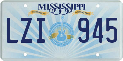 MS license plate LZI945