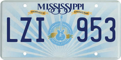 MS license plate LZI953