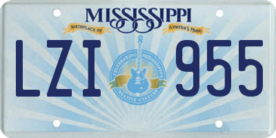 MS license plate LZI955