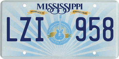 MS license plate LZI958