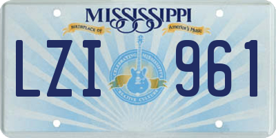 MS license plate LZI961