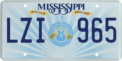 MS license plate LZI965