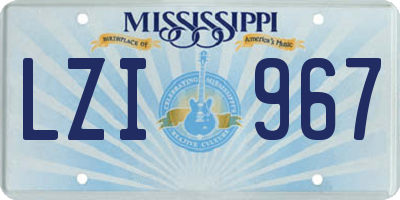 MS license plate LZI967