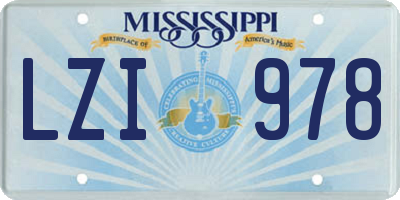 MS license plate LZI978