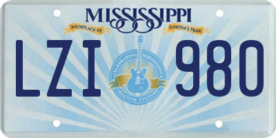 MS license plate LZI980