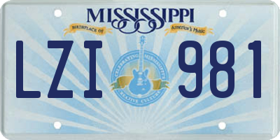 MS license plate LZI981