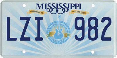 MS license plate LZI982