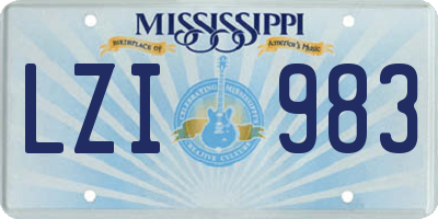 MS license plate LZI983