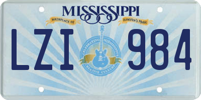 MS license plate LZI984