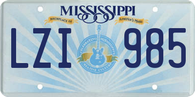 MS license plate LZI985