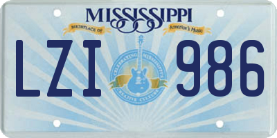 MS license plate LZI986