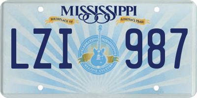 MS license plate LZI987
