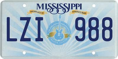 MS license plate LZI988