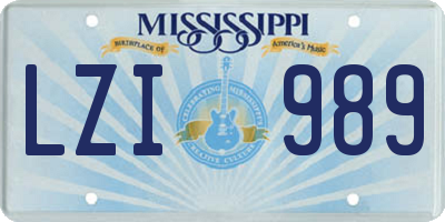 MS license plate LZI989