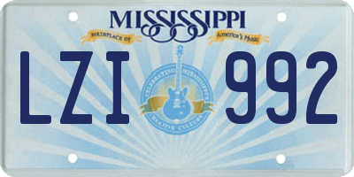 MS license plate LZI992