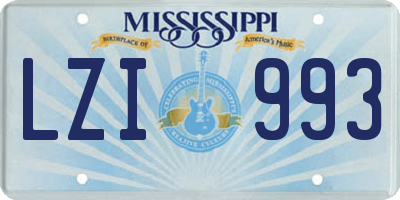 MS license plate LZI993