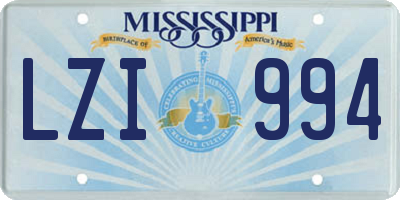MS license plate LZI994