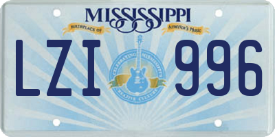 MS license plate LZI996