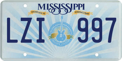 MS license plate LZI997