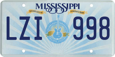 MS license plate LZI998