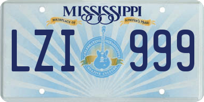 MS license plate LZI999