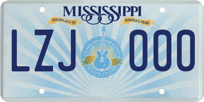 MS license plate LZJ000