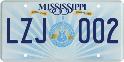 MS license plate LZJ002